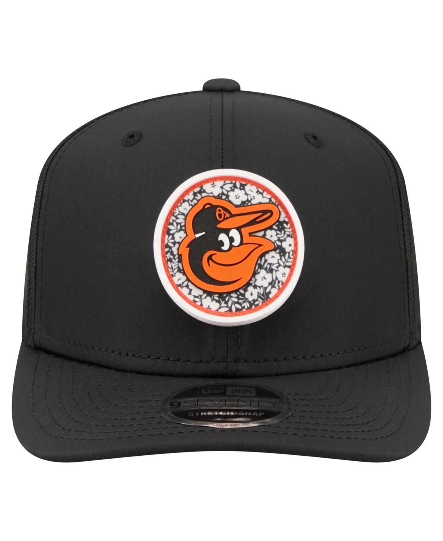 Men's Black Baltimore Orioles Floral Patch 9SEVENTY Adjustable Hat