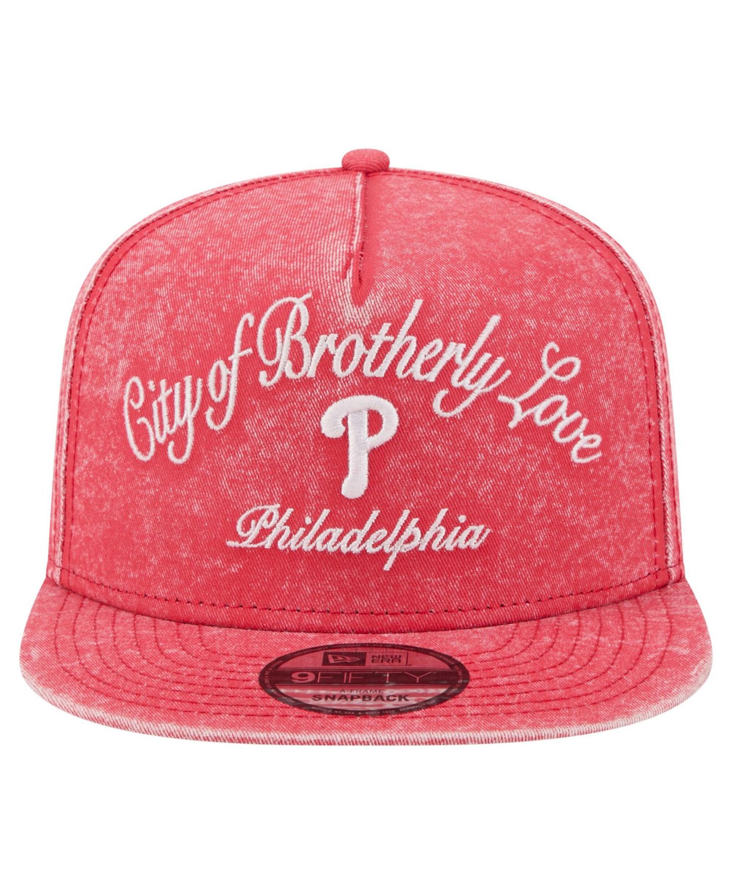 Мужская кепка New Era Red Philadelphia Phillies City Slogan A-Frame 9FIFTY Snapback Hat — фото 4