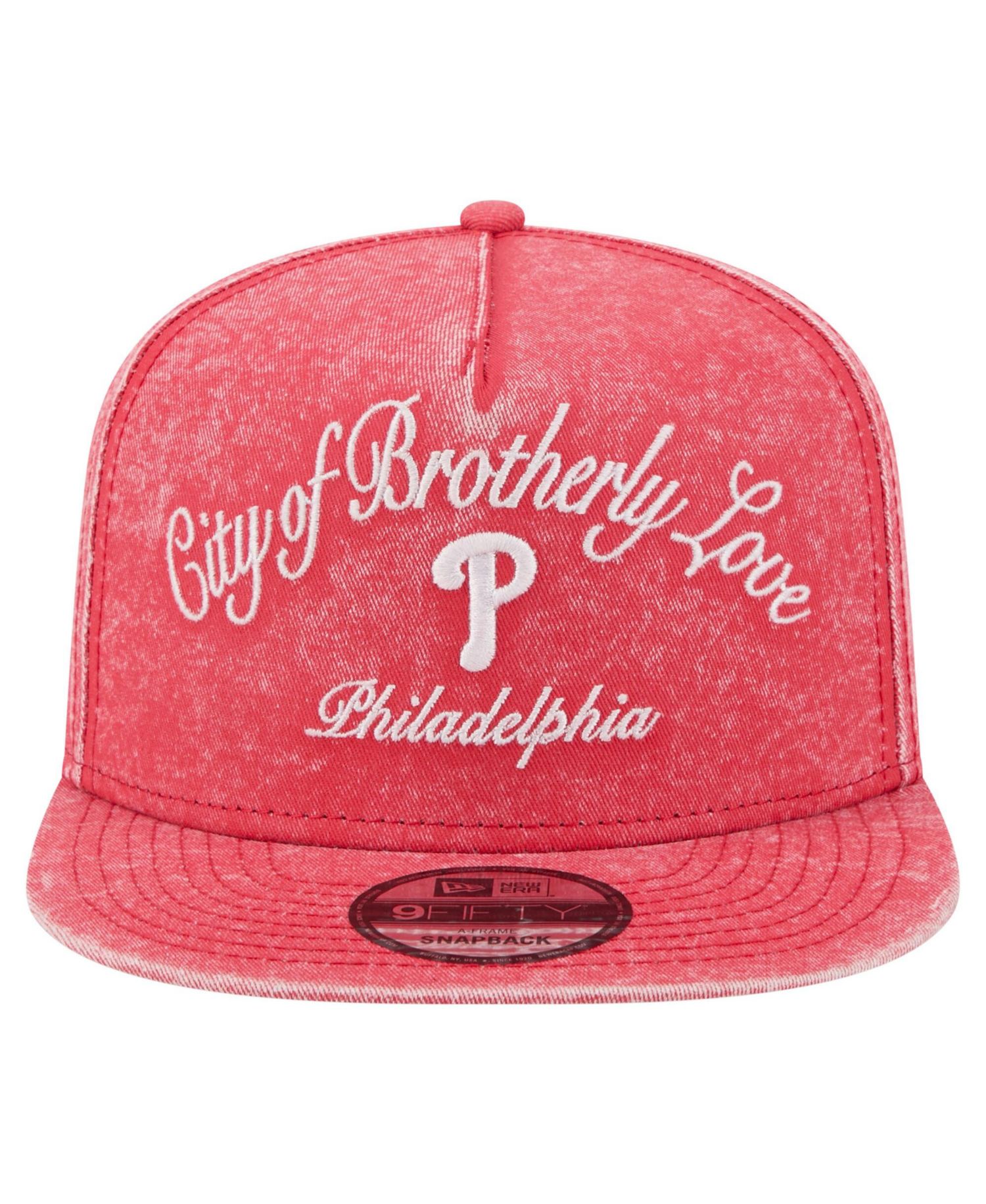 Men's Red Philadelphia Phillies City Slogan A-Frame 9FIFTY Snapback Hat