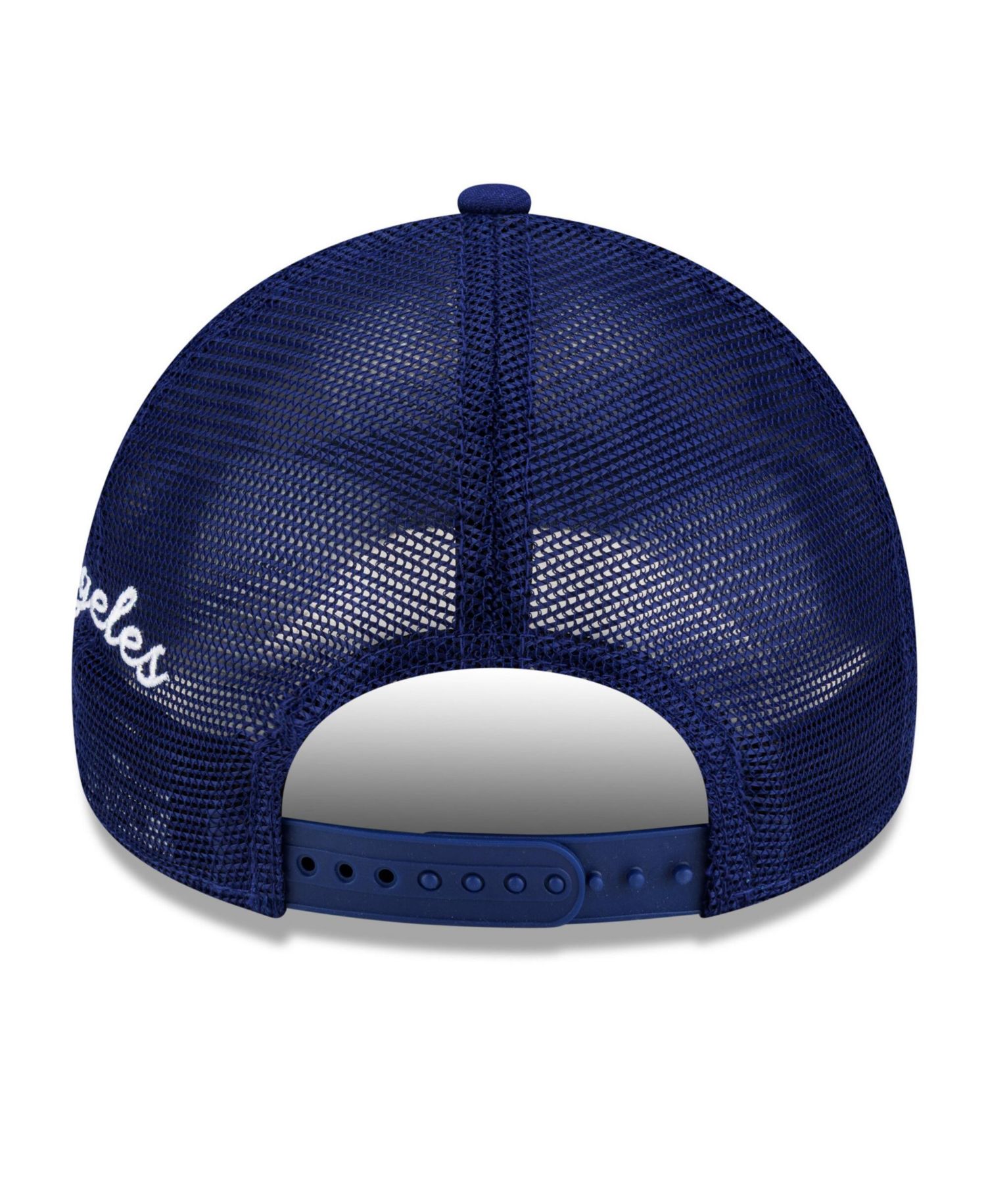 Men's Royal Los Angeles Dodgers Side Script 9FORTY A-Frame Trucker Adjustable Hat