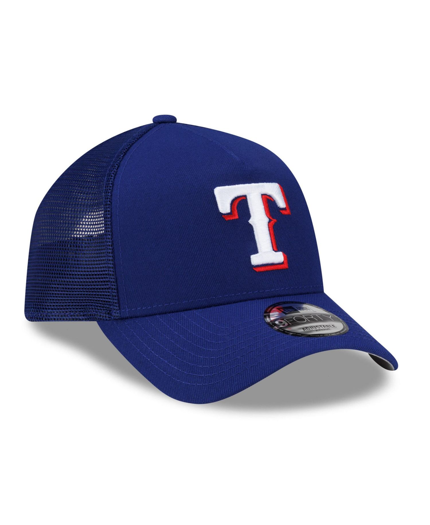 Men's Royal Texas Rangers Side Script 9FORTY A-Frame Trucker Adjustable Hat