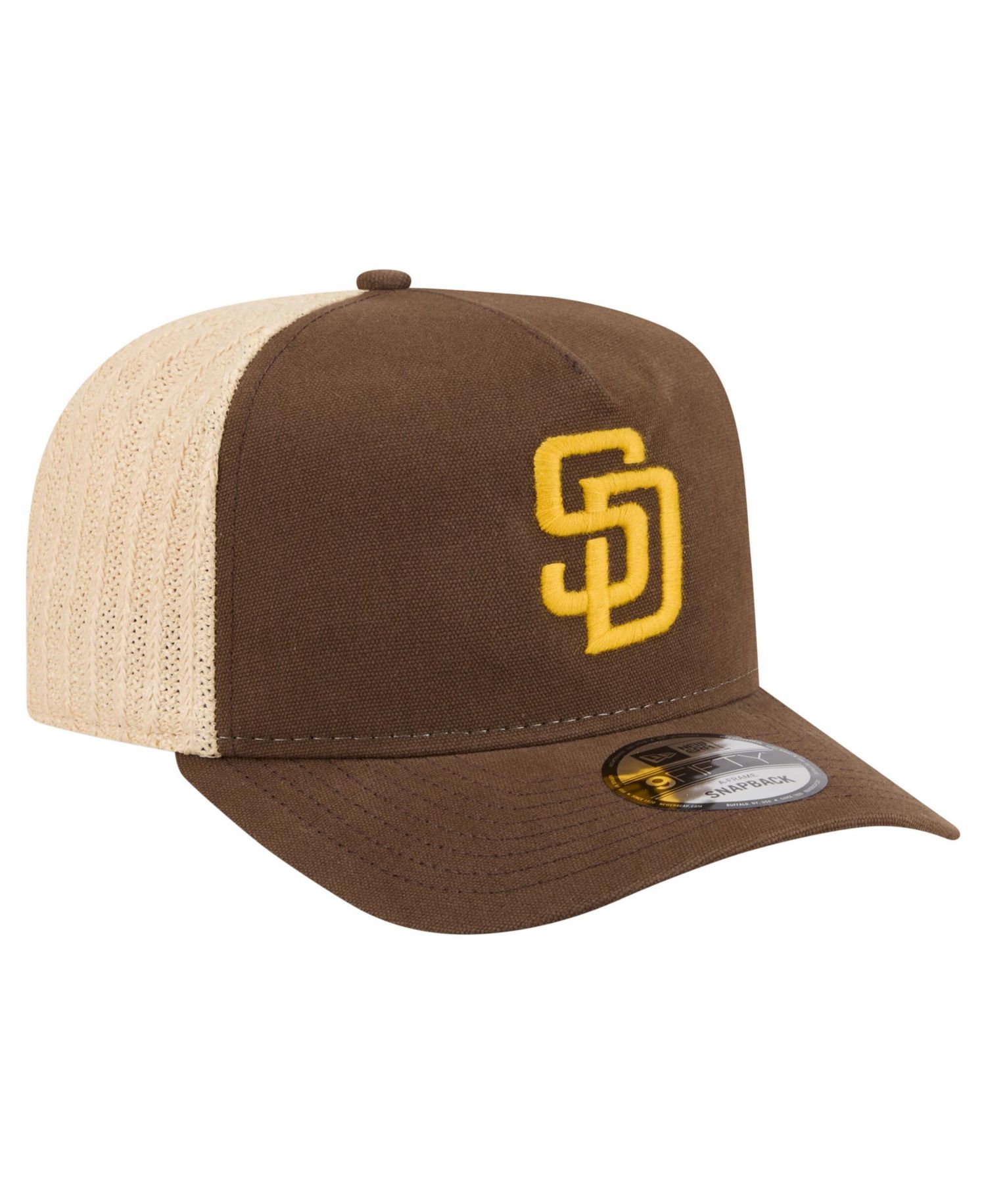 Men's Brown/Natural San Diego Padres Grained 9FIFTY A-Frame Trucker Adjustable Hat