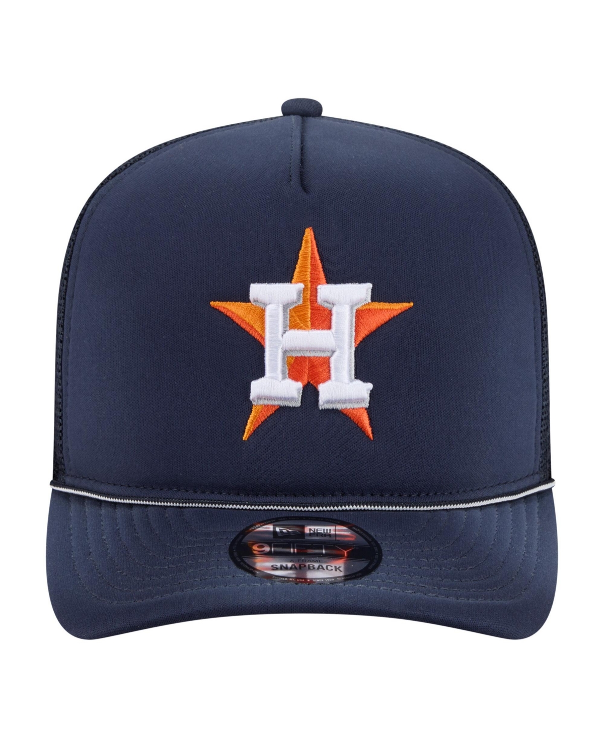 New Era Men's Navy Houston Astros Worn A-Frame 9FIFTY Trucker Snapback Hat