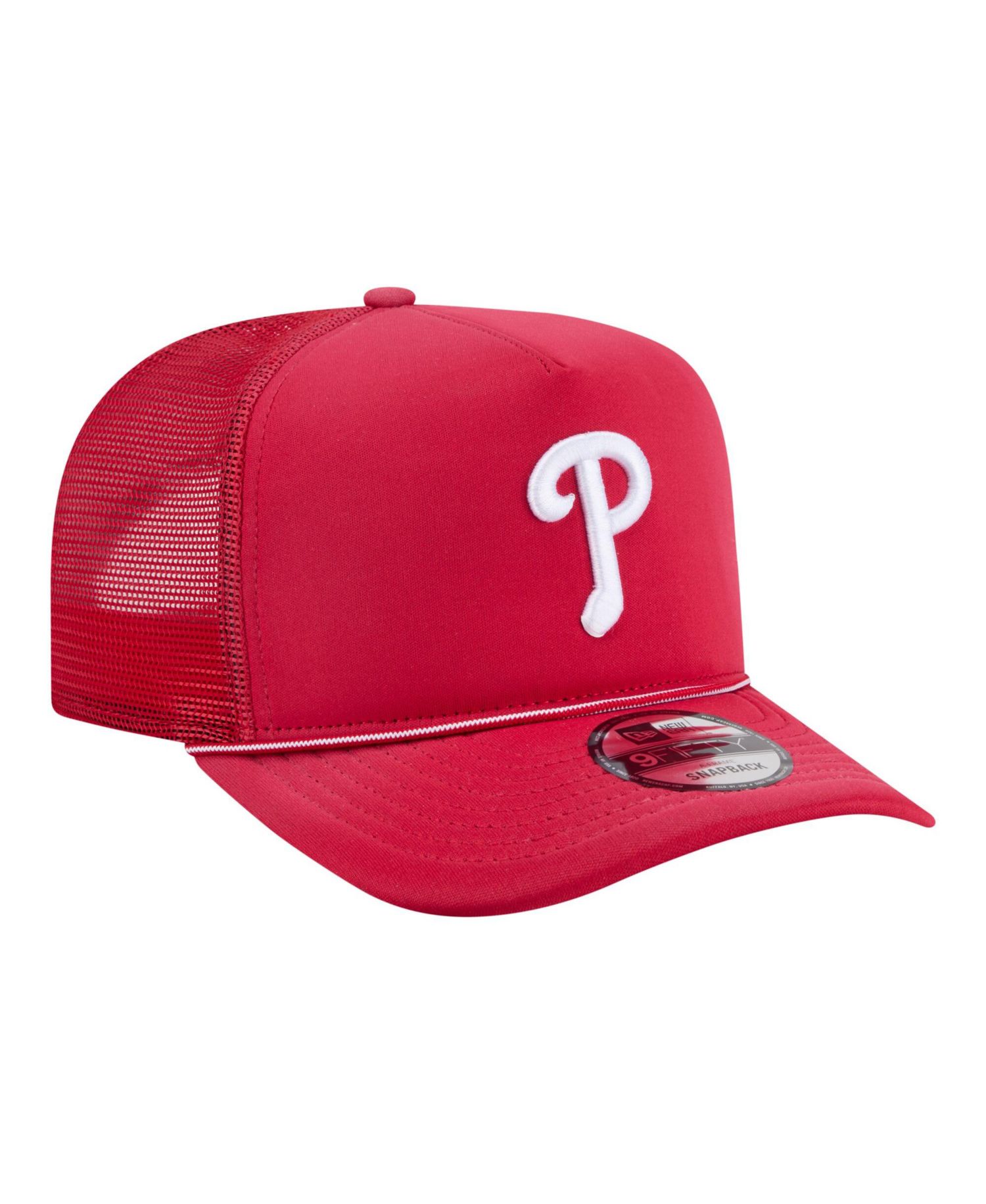 Men's Red Philadelphia Phillies Worn A-Frame 9FIFTY Trucker Snapback Hat