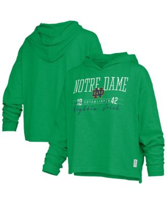 Women's Green Notre Dame Fighting Irish Castillo Slub Waist Length Long Sleeve Hooded T-Shirt