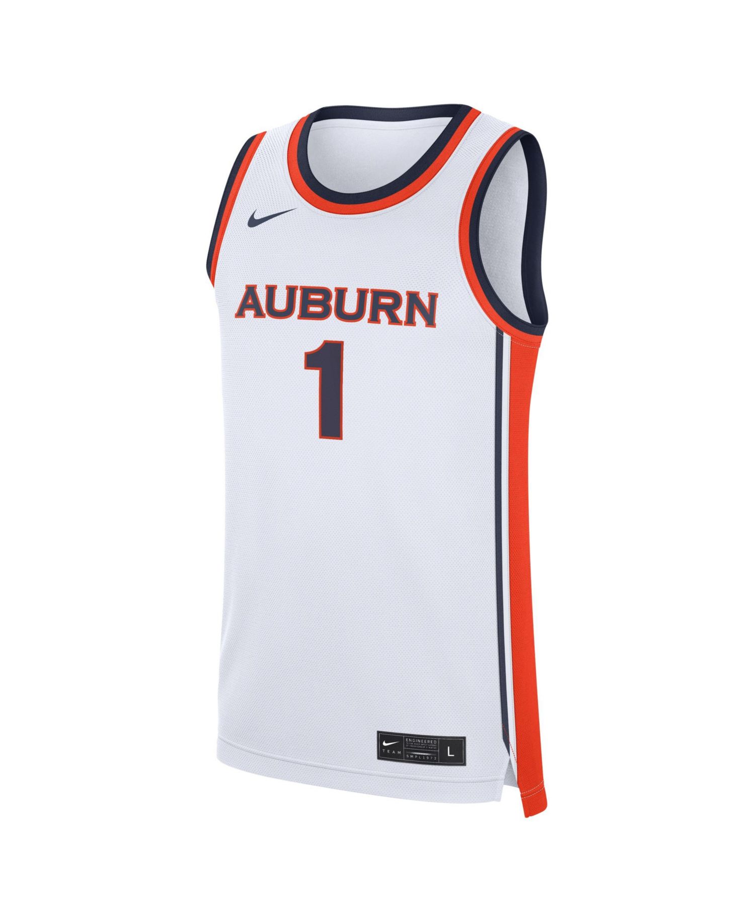 Men's White Auburn Tigers 1 Home War Eagle Replica Basketball Jersey
