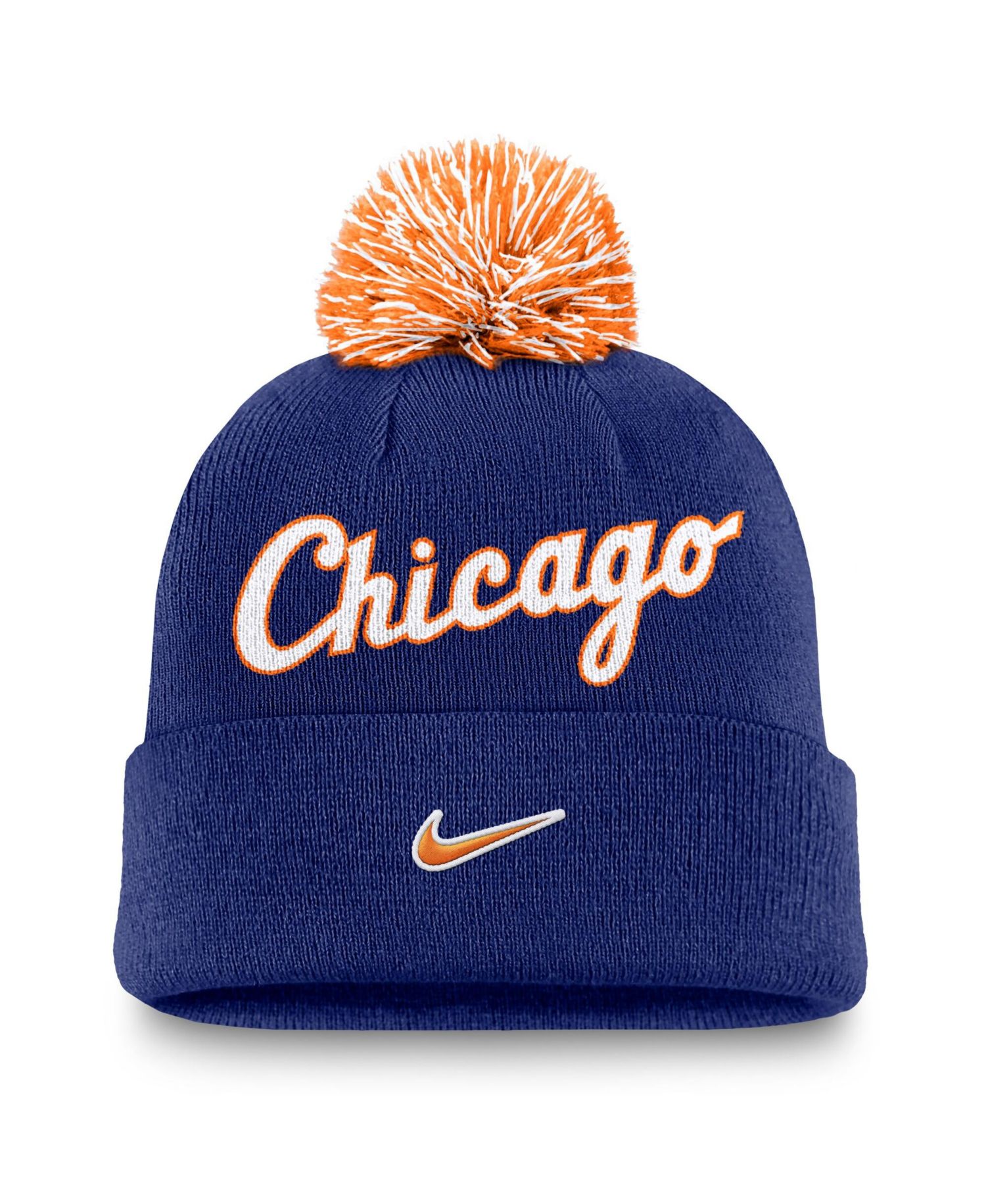 Men's Royal Chicago White Sox Peak Cuffed Knit Hat with Pom