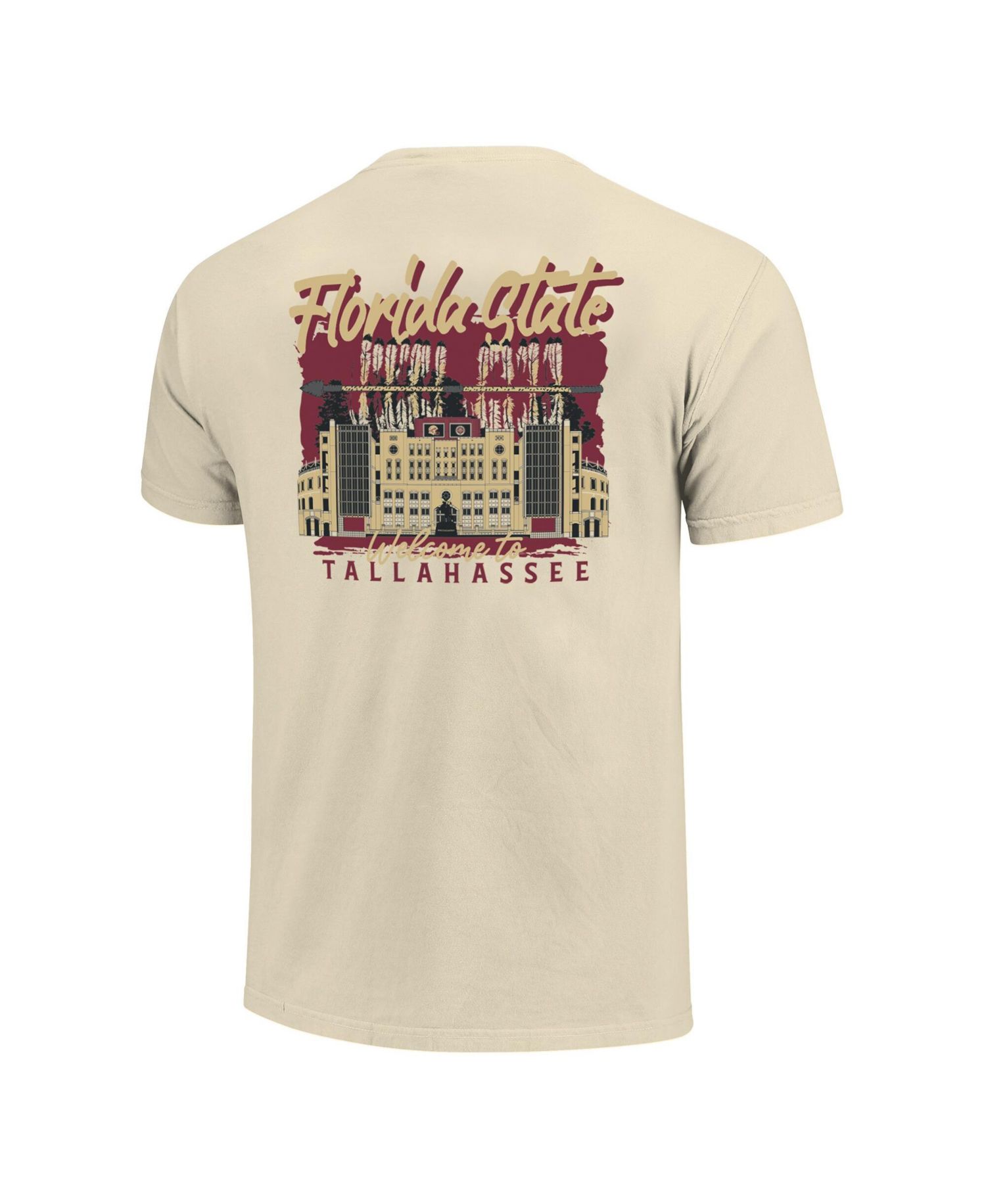 Men's Natural Florida State Seminoles Comfort Colors Hand-Drawn Campus Stack T-Shirt