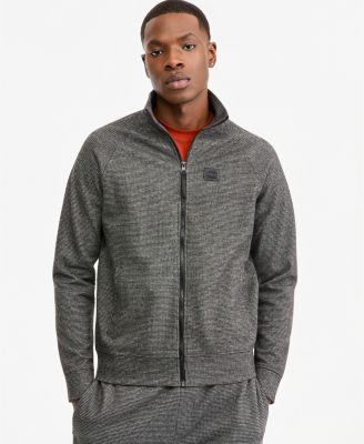 Men's Heathered Full-Zip Stand Collar Track Jacket