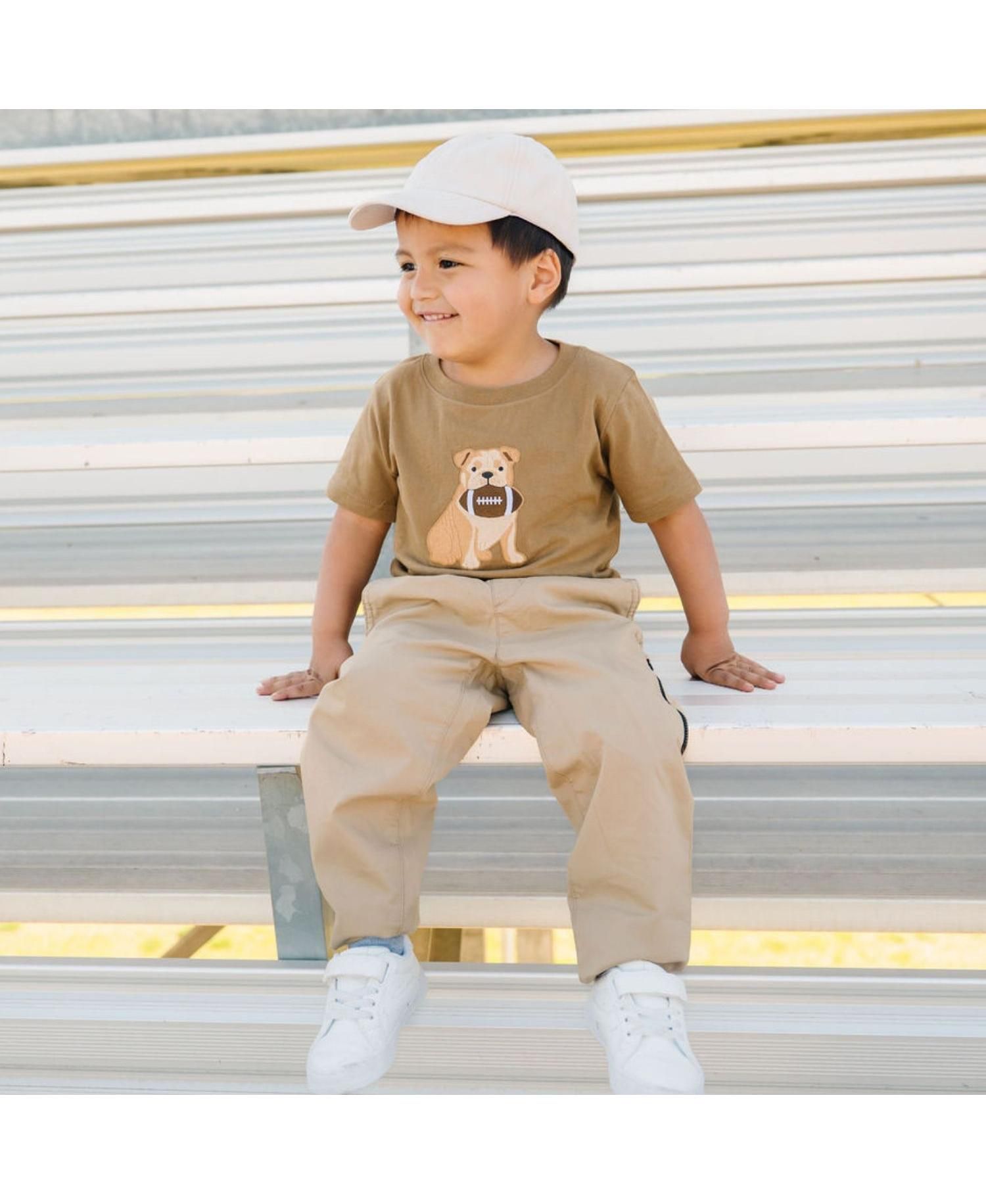 Baby Boys Bulldog Football Patch Short Sleeve T-Shirt