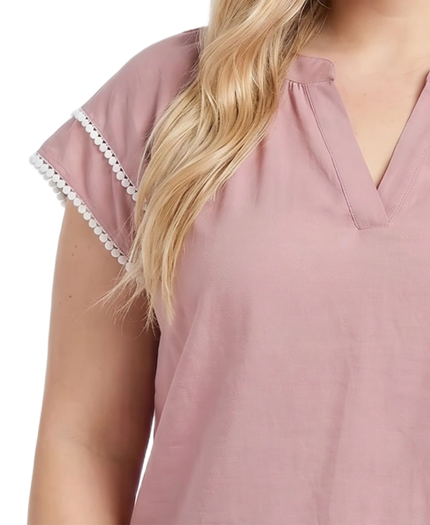 Plus Size V-Neck Double-Layer Short-Sleeve Blouse