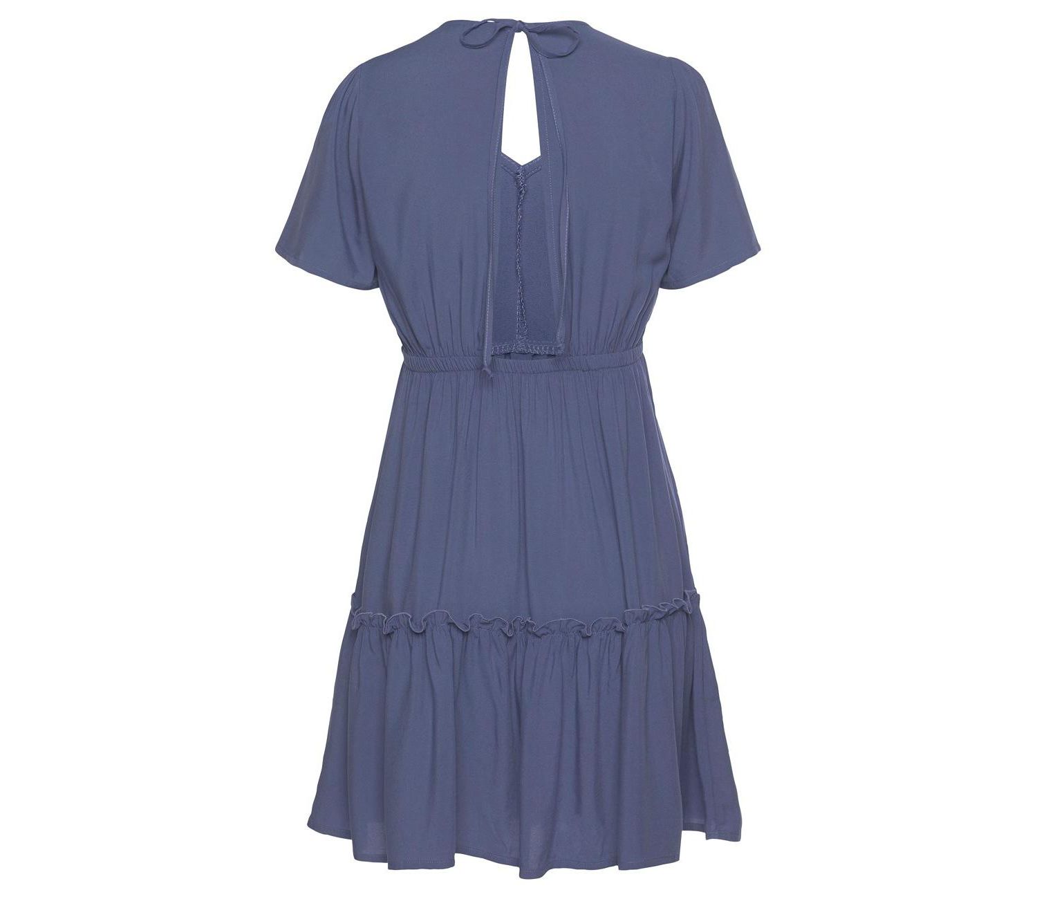 Women's Viscose Printed Ruffle Everyday Comfort V-Neck Short Dress