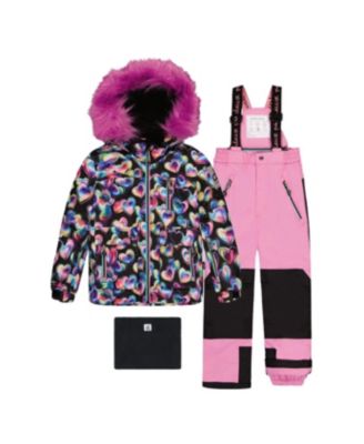 Toddler Girls Two Piece Play Snowsuit Heart Print with Pants