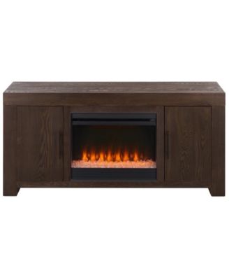 Senir 2 Cabinet Oak TV Stand and Fireplace