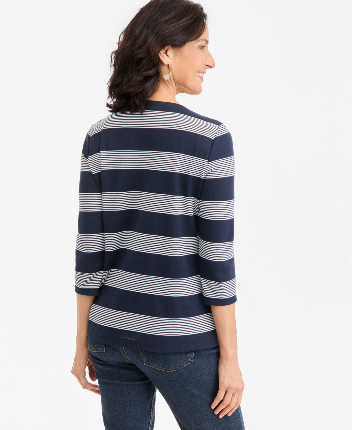 Женский топ Style & Co Printed 3/4-Sleeve Henley Top, цвет: Синий — фото 4