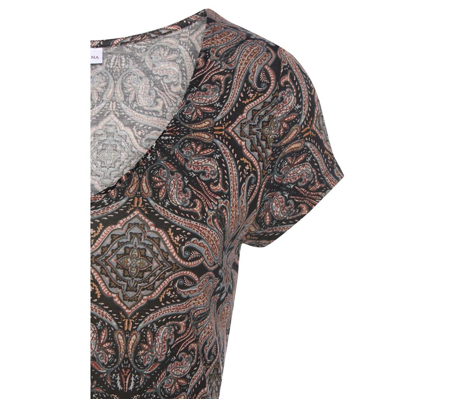 Women's Viscose Printed Short Sleeve A-Line V-Neck Short Dress
