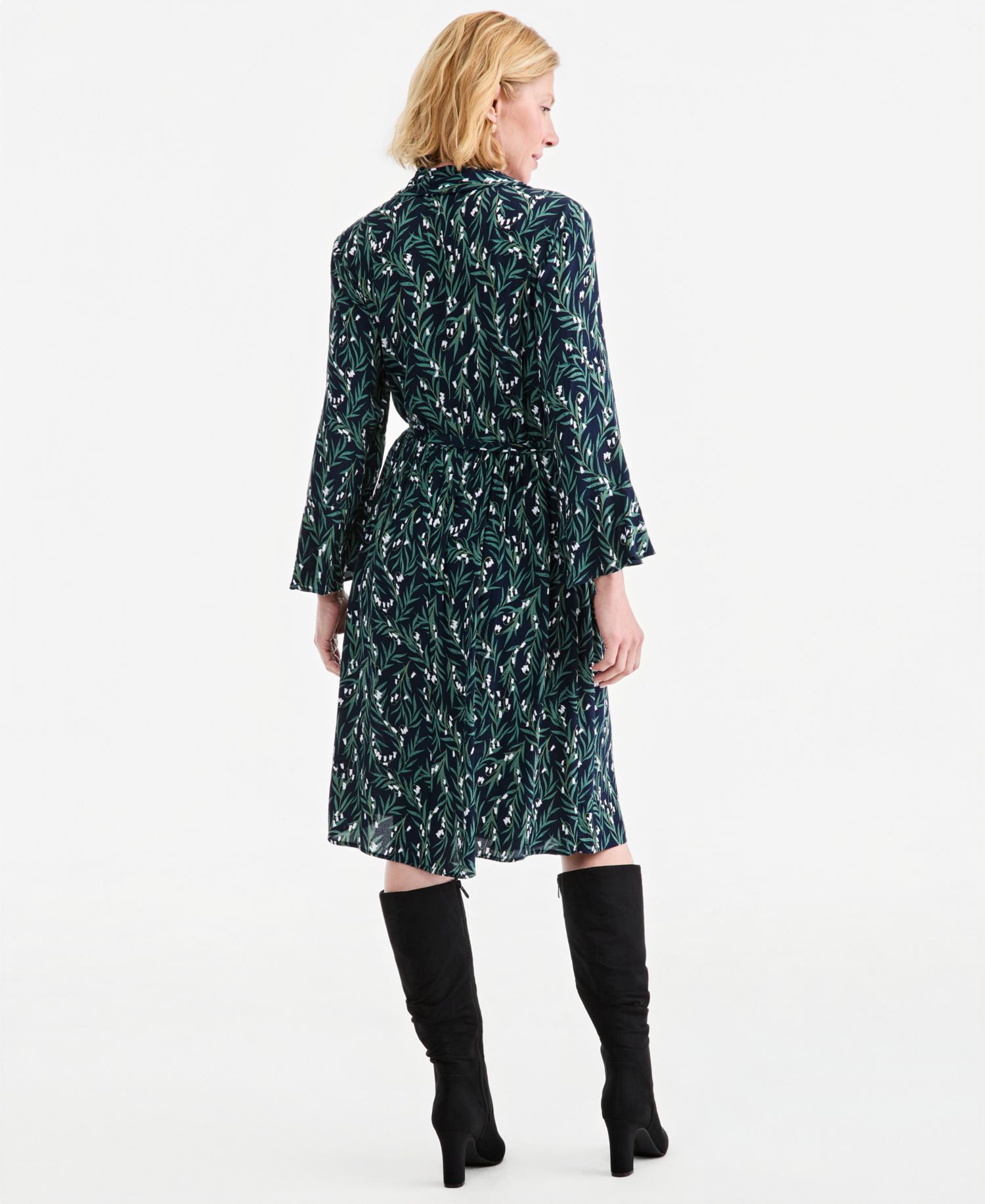 Women's Printed Midi Shirt Dress
