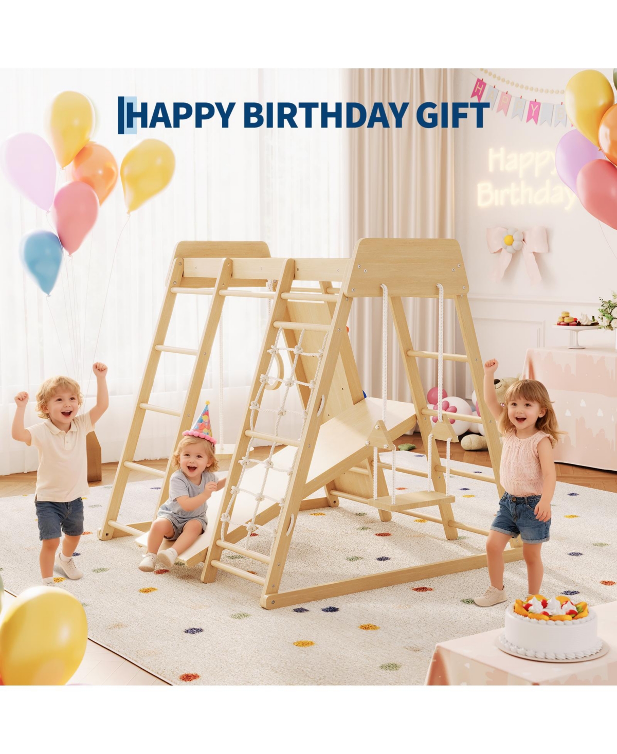 homfan 6 in 1 Wooden Indoor Jungle Gym