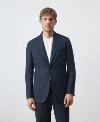 Men's Slim-Fit Striped Linen-Cotton Suit Blazer