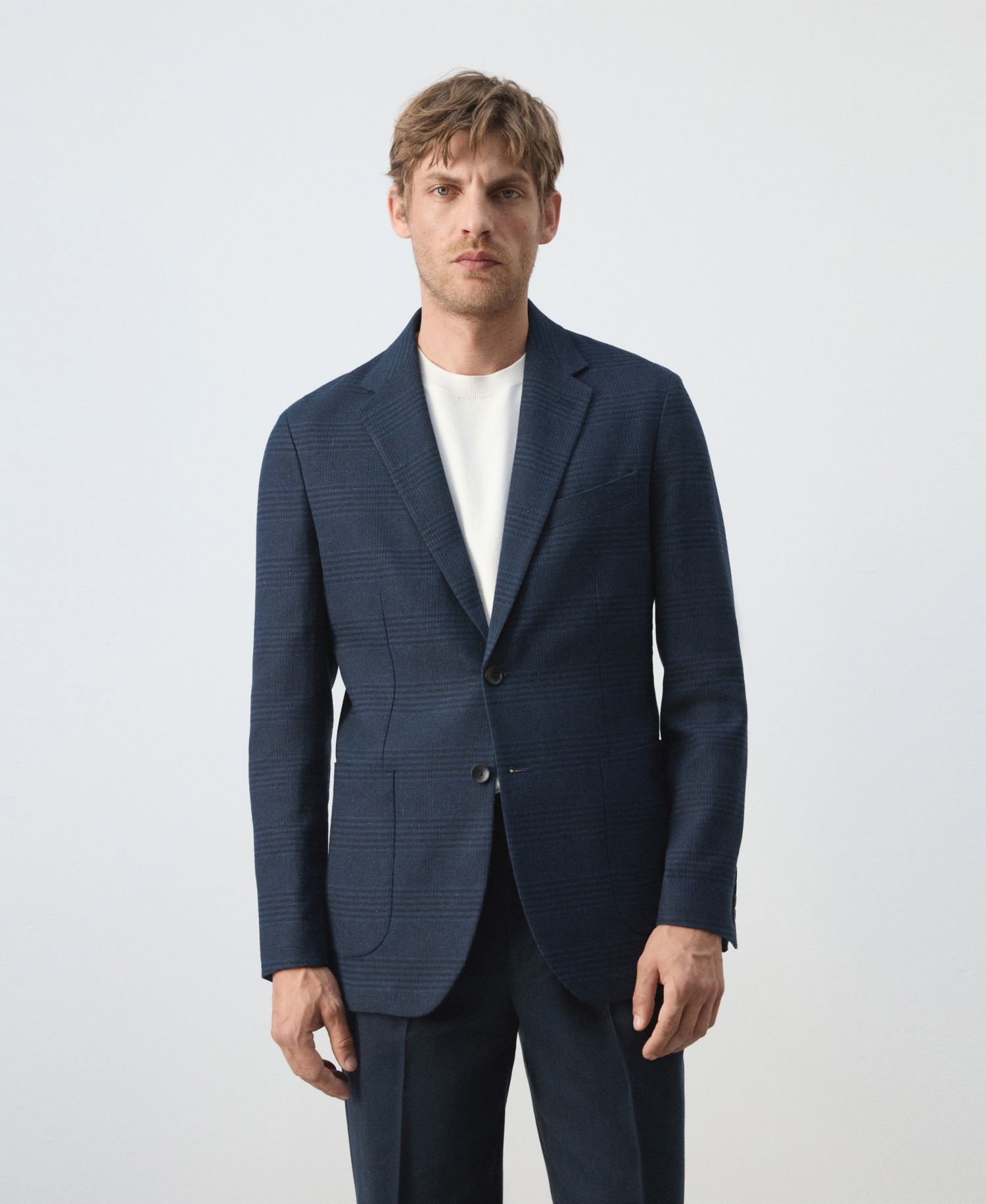 Men's Slim-Fit Striped Linen-Cotton Suit Blazer