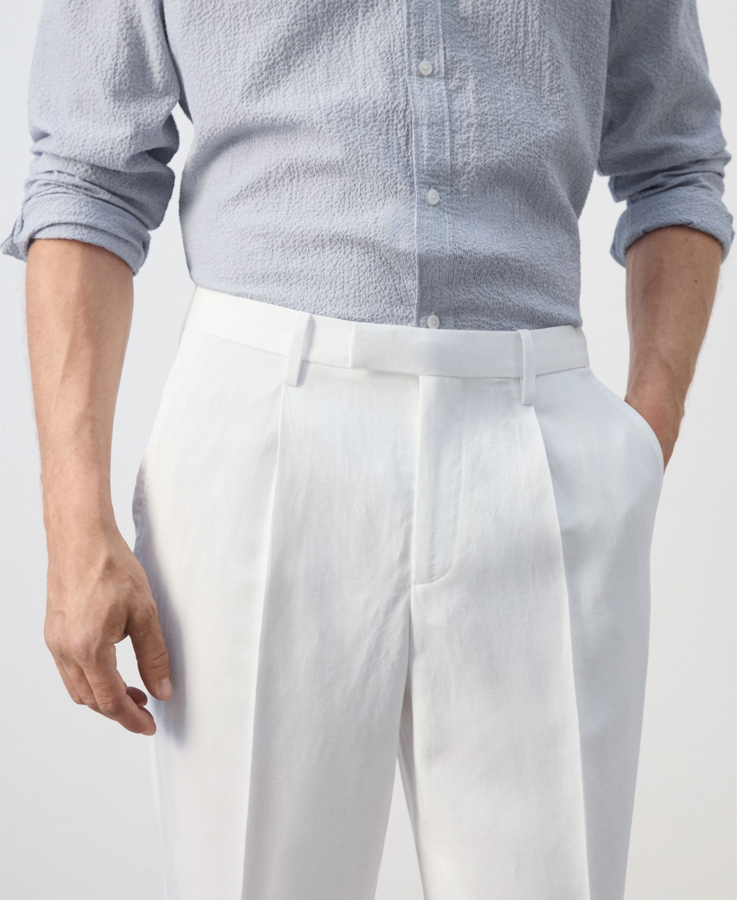 Men's Slim-Fit Lyocell-Linen-Blend Suit Pants