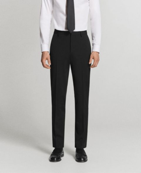 Мужские брюки Mango Stretch Fabric Super Slim-Fit Suit, цвет: Чёрный