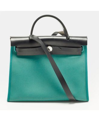 Pre-Owned HERMES Herbag Toile And Vache Hunter Top Handle