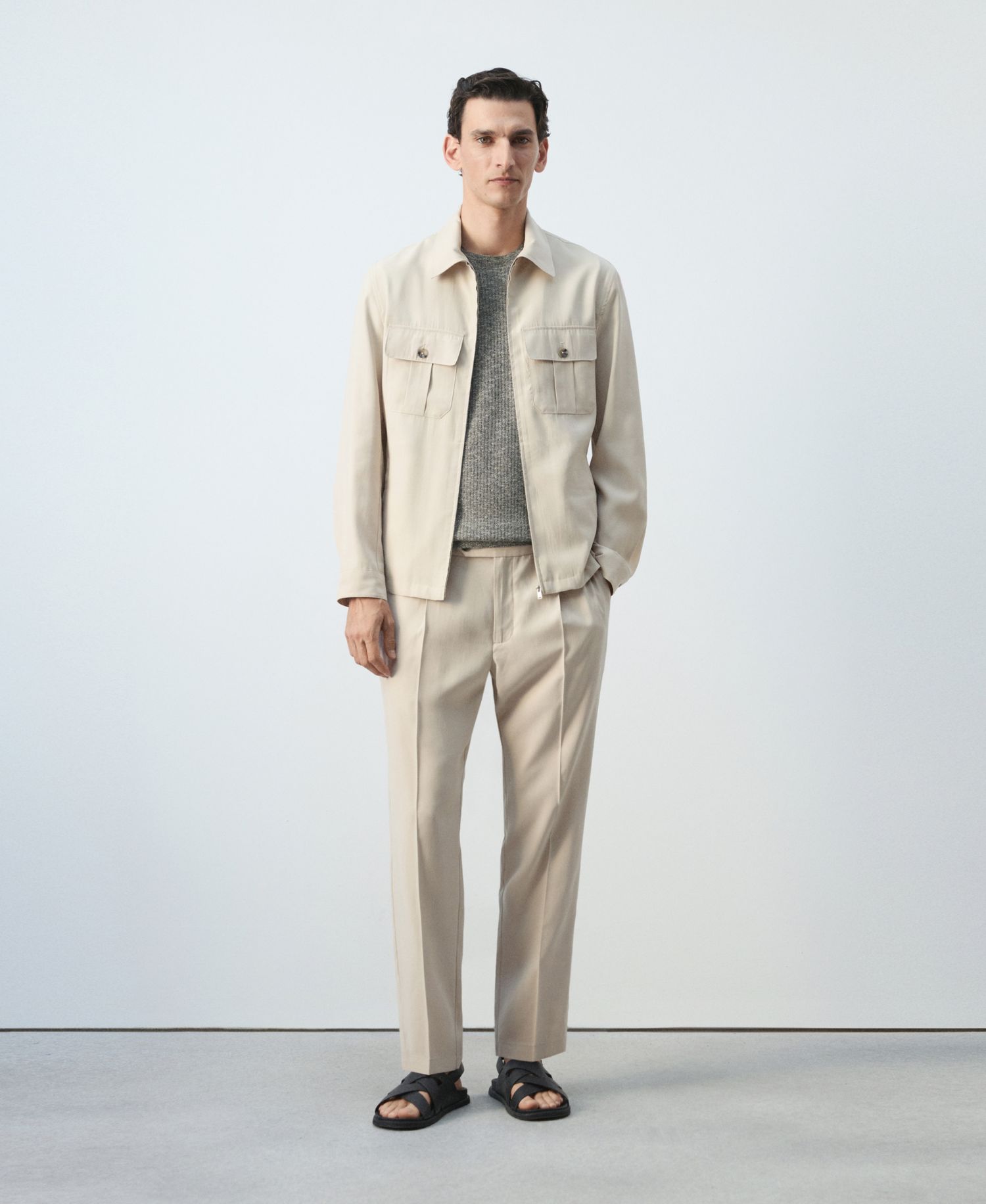 Men's Pockets Regular-Fit Modal Jacket