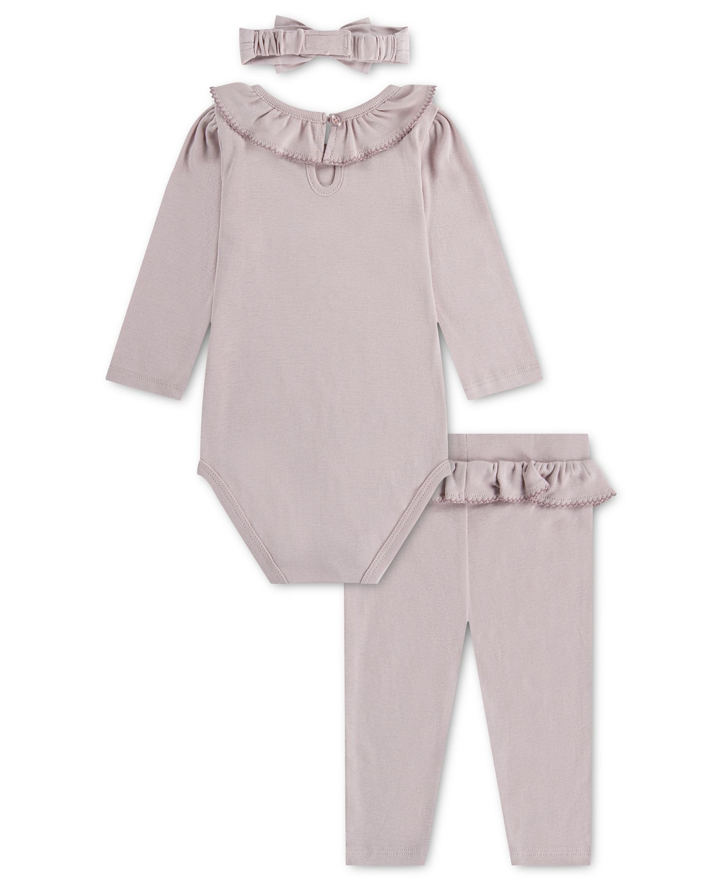 Baby Girls' Babywear Long-Sleeve Bodysuit, Pants and Headband, 3-Piece Set