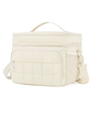 32 Can Puffer Soft Cooler Bag Double Deck Collapsible Insulated Lunch Tote for Outdoor Travel Work