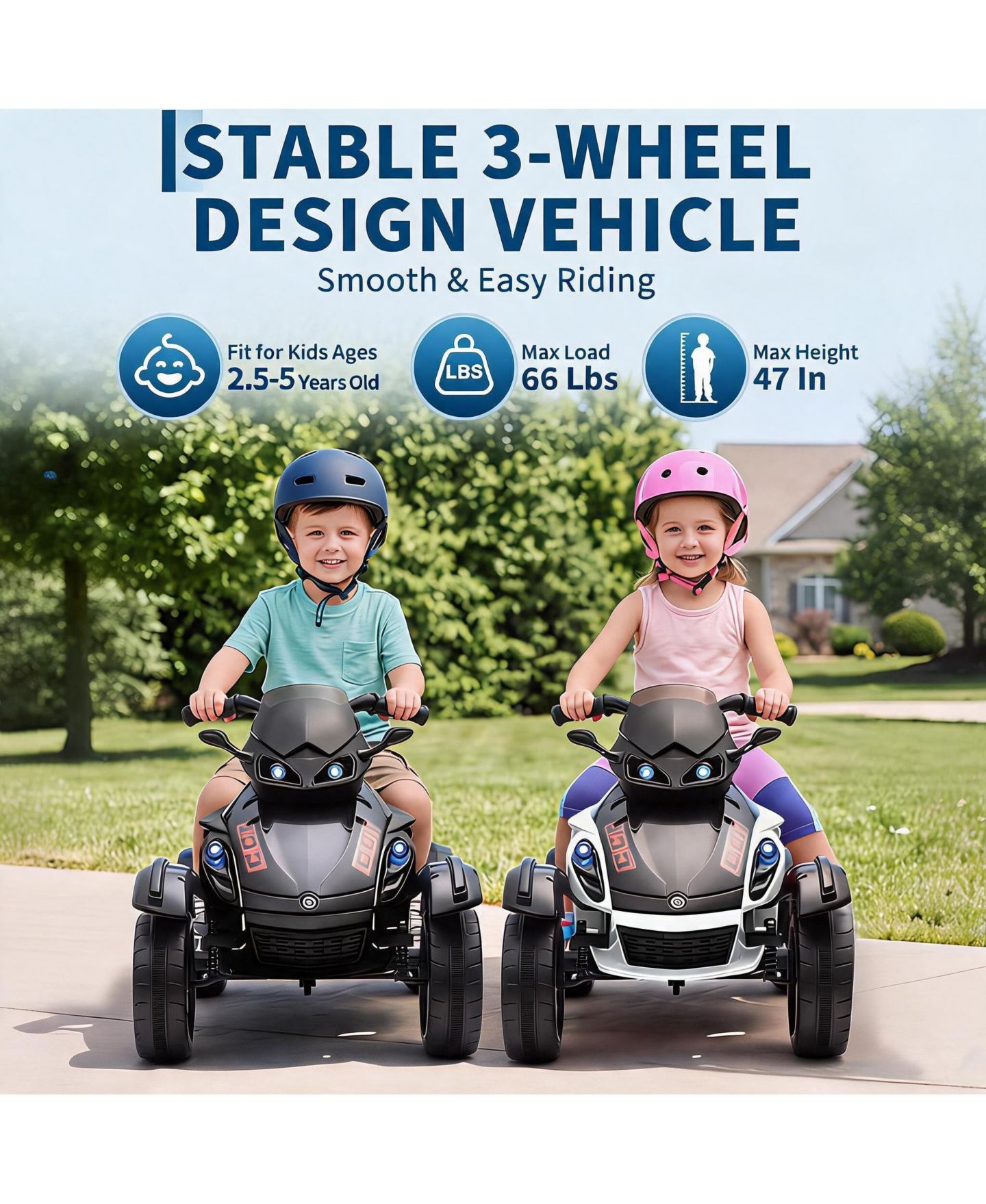 Детская игрушка homfan Dual Motor Electric Ride-On Car with Music and Colorful Lights, 66 lb. Capacity, Ages 3-6, цвет: Чёрный — фото 4