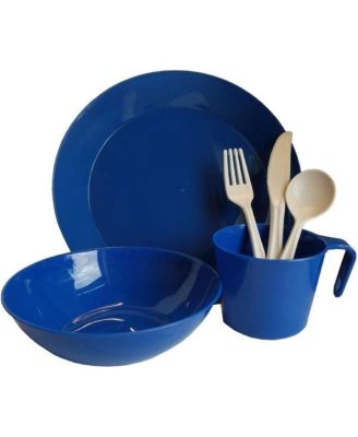 Camping Dinnerware Set With Carry Bag Lightweight Washable For Outdoor Dining
