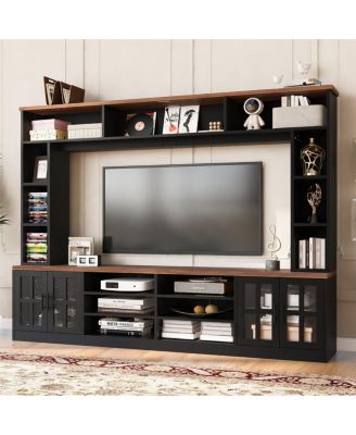 95.5" Modern Wall Unit Entertainment Center with Bookshelves for TVs up to 80