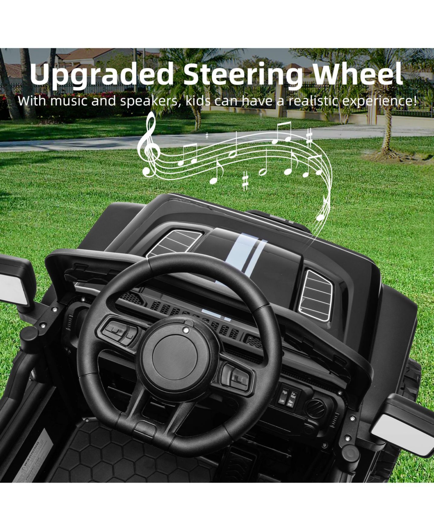 Детская игрушка homfan 12V Ride On Truck, Dual 25W Motors, Remote Control, Spring Suspension, LED Headlights, Music, Battery Powered Car Toy, цвет: Чёрный — фото 7