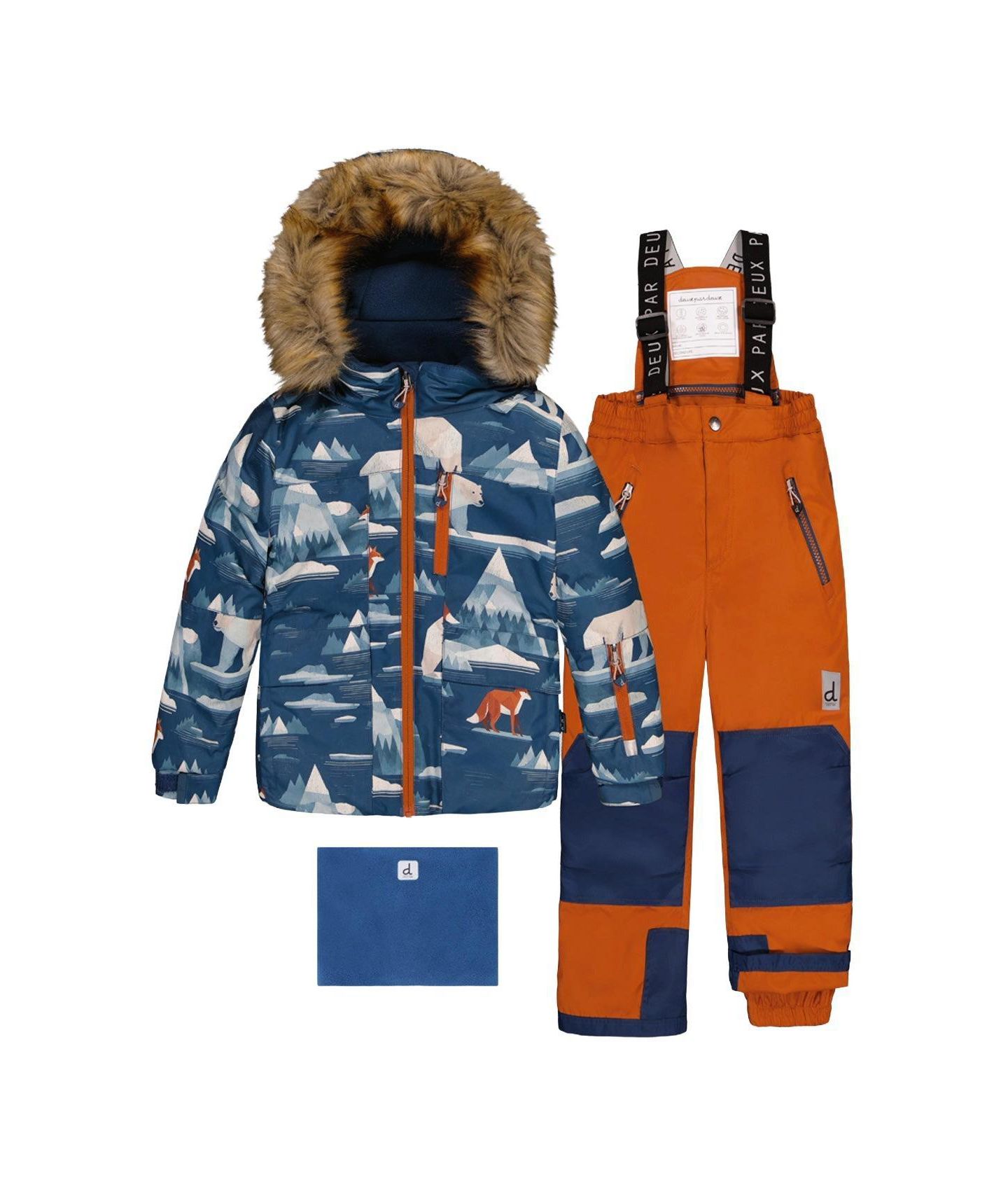 Комплекты Deux par Deux Two-Piece Play Snowsuit для мальчиков-малышей, цвет: Синий с принтом — фото 1