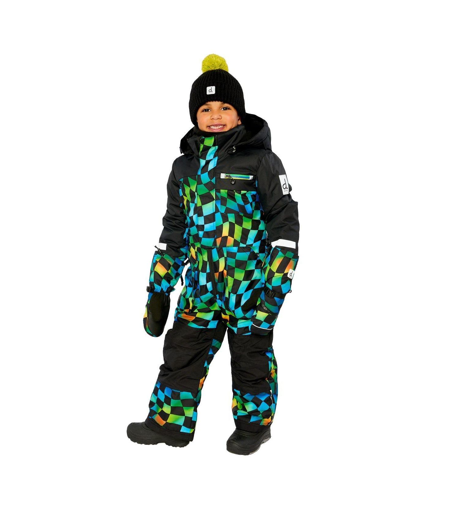 Little and Big Boy ( 6 to 14 ) One Piece Play Snowsuit Checkered Print