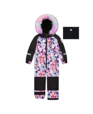 Little Girls ( 6 to 14 ) One Piece Play Snowsuit Floral Print
