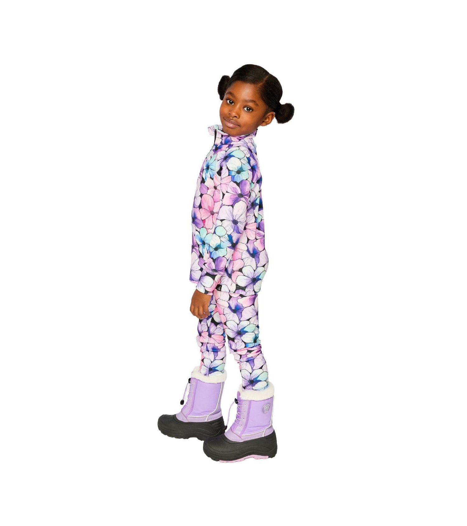 Little Girls 6-14 Two Piece Thermal Underwear Floral Print