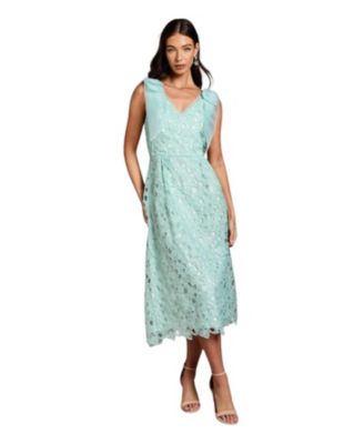 Women's Shoulder Organza Lace Midi Dress