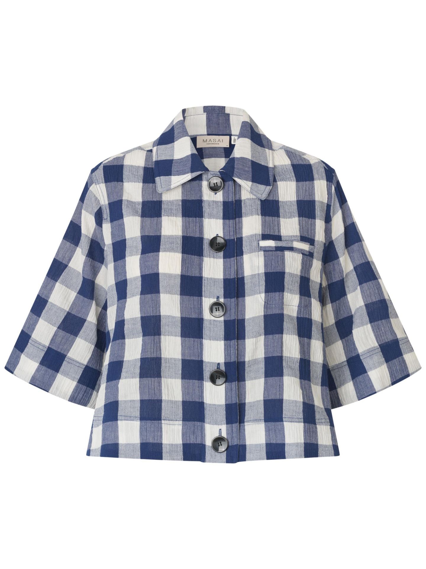 Женская рубашка Masai Copenhagen Maisariel Short-Sleeve Gingham Boxy, цвет: Синий — фото 7