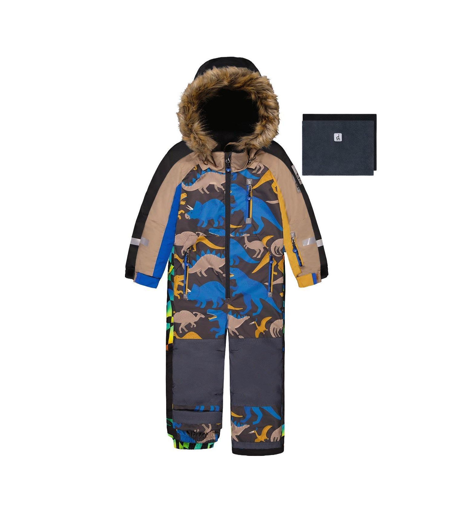 Little and Big Boy (6-14) One Piece Play Snowsuit Dinosaur Print