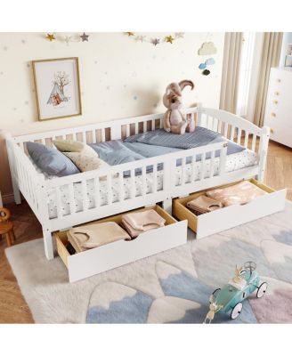 Platform Bed with Storage and Guardrails