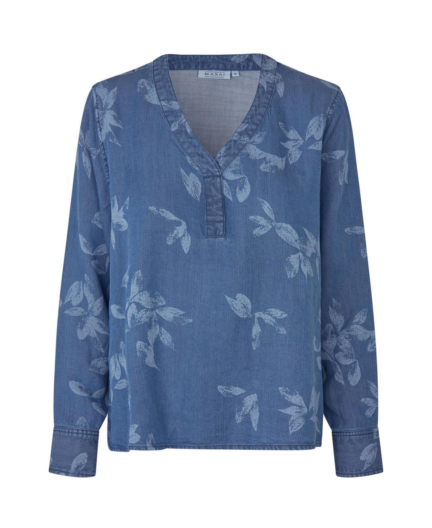 Женская блузка Masai Copenhagen MaDariane Floral Long-Sleeve Denim, цвет: Синий джинсовый — фото 6