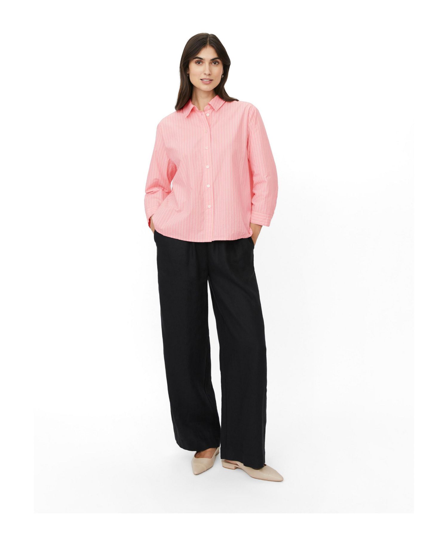 Women's MaIsalina Striped 3/4-Sleeve Button-Up Shirt
