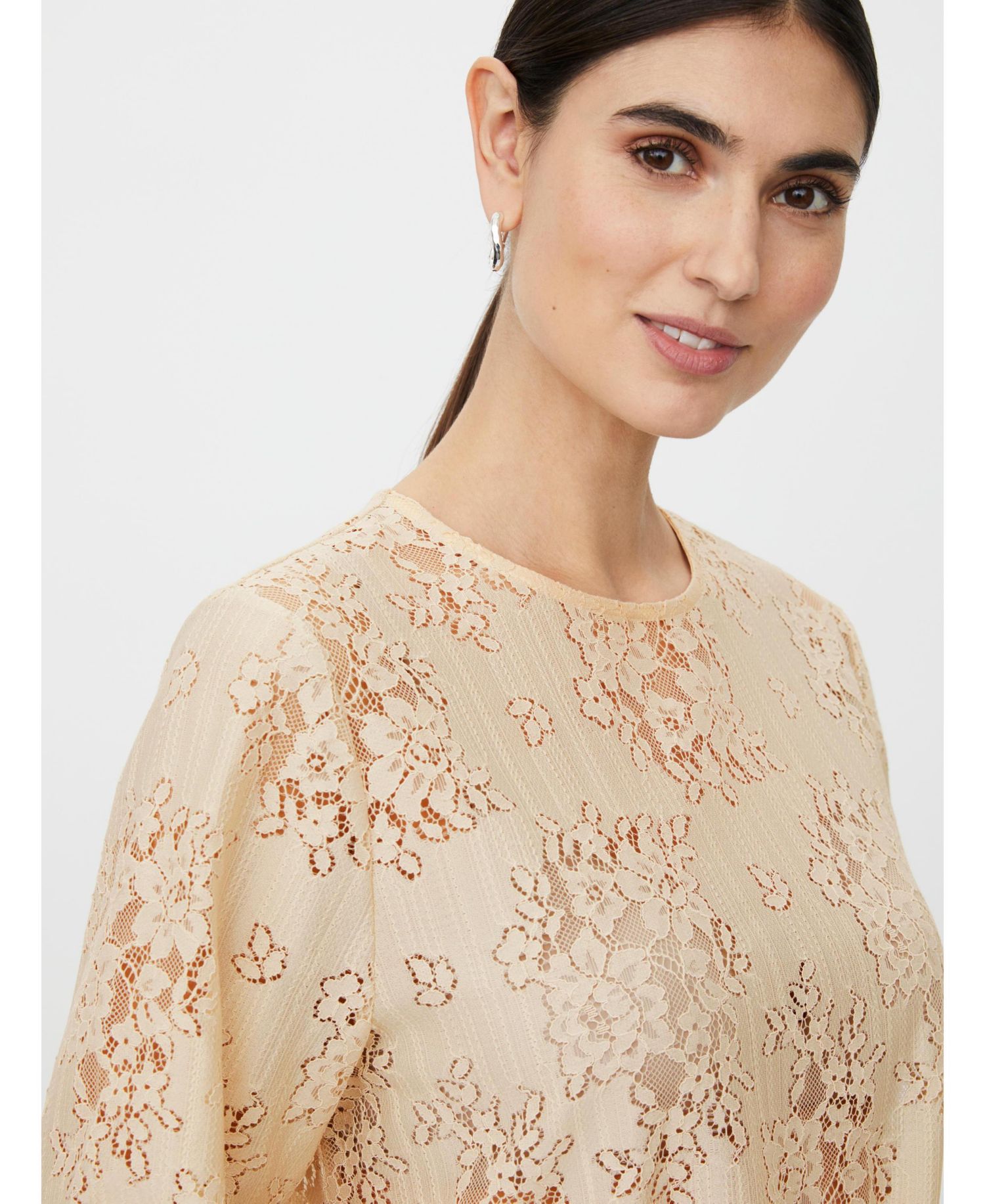 Women's MaGaldora Lace Floral 3/4-Sleeve Tunic Top