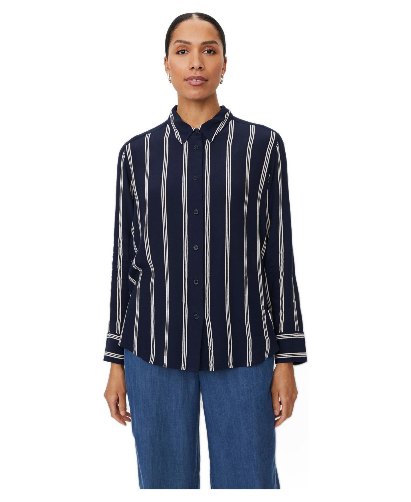 Женская рубашка Masai Copenhagen Mairvela Striped Long-Sleeve, цвет: Тёмно-синий — фото 1
