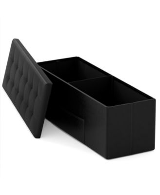 43 in. Folding Storage Ottoman Bench with PU Leather Top, 38 Gallon Capacity