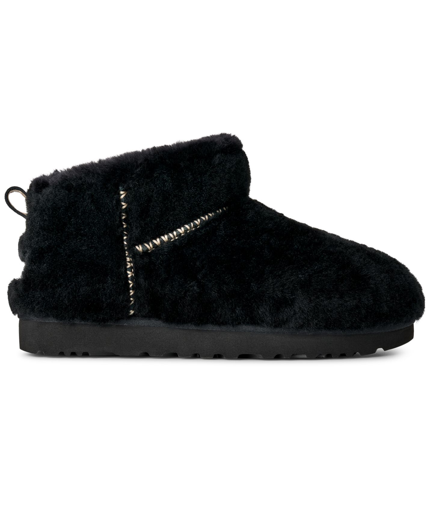 Женские ботинки UGG® Classic Ultra Mini Fluffed Round Toe Booties, цвет: Чёрный — фото 2