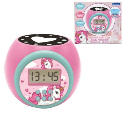 Projector Alarm Clock Unicorn with snooze function and alarm function, Night light with timer, LCD screen, battery operated, RL977UNI