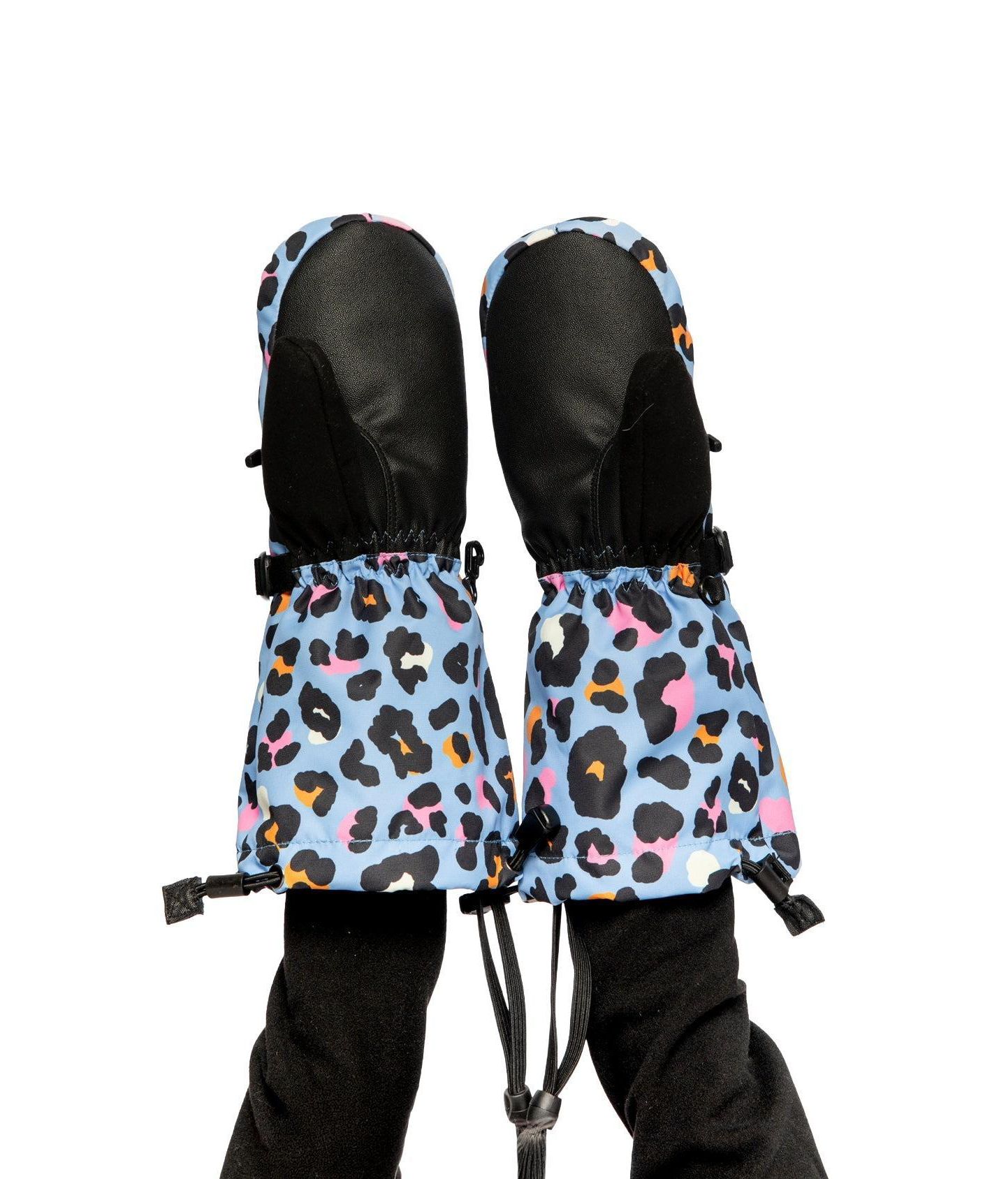 Перчатки Deux par Deux Leopard Print Teknik Winter Mittens для девочек, цвет: Синий леопардовый с принтом — фото 3